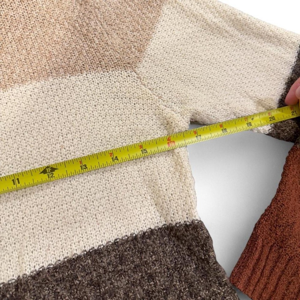 Pink Clover Womens Colorblock Striped Textured Knit Sweater XSP Beige Rust Brown - Picture 4 of 5